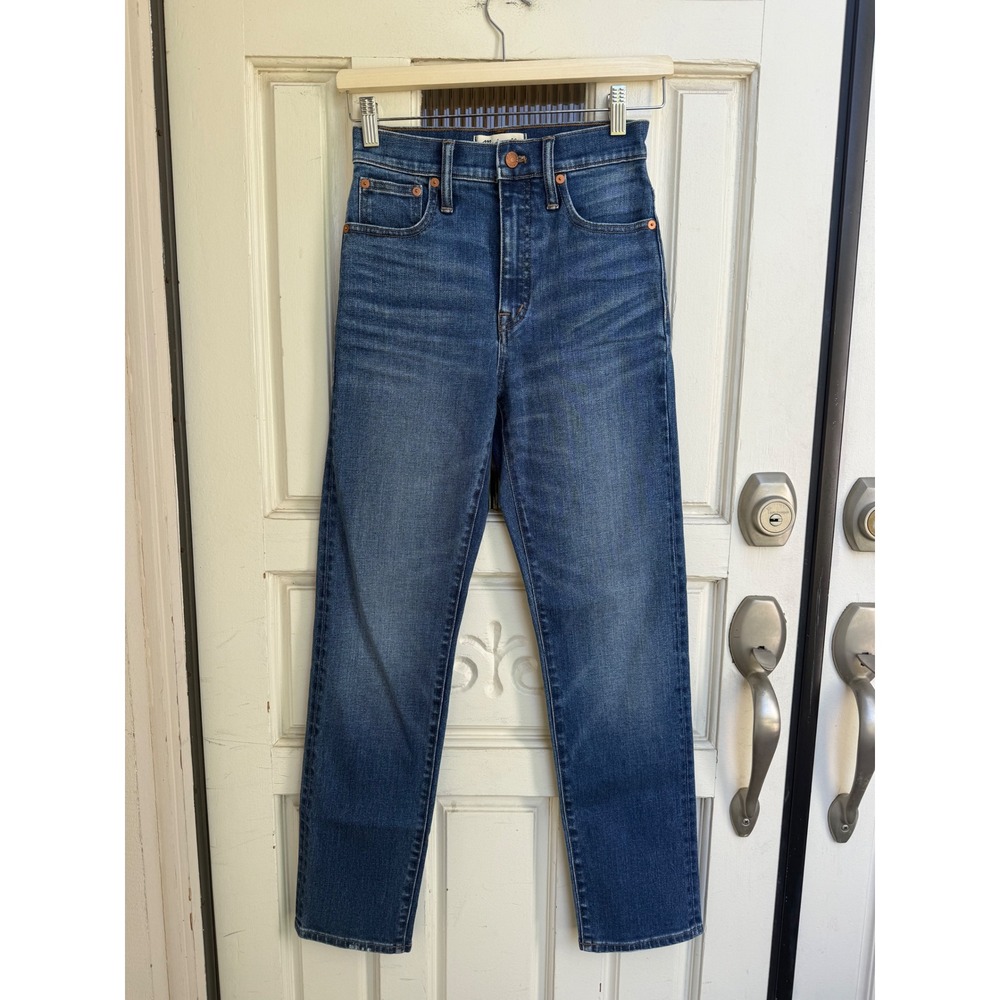Madewell Classic Straight Jeans Medium Wash High Rise Denim Size 23